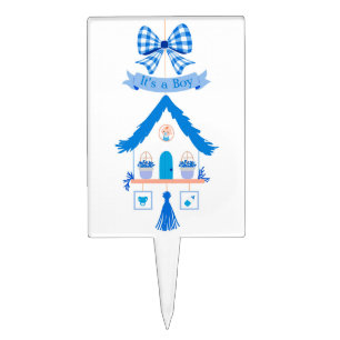 Personalized Blue House It's a Boy Baby Shower Cake Topper