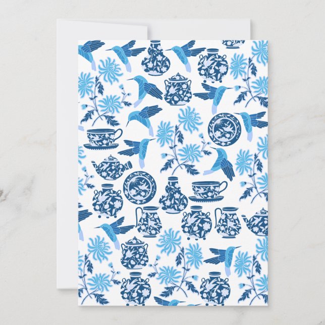 Personalized Blue Hummingbirds Notecards (Front)