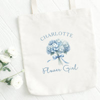 Personalized Blue Hydrangea Bow Floral Flower Girl
