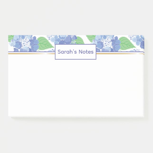 Personalized Blue Hydrangea Floral Notes (Front)