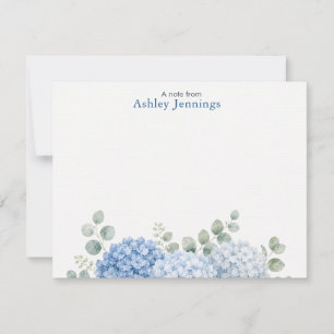Personalized Blue Hydrangea Note Cards
