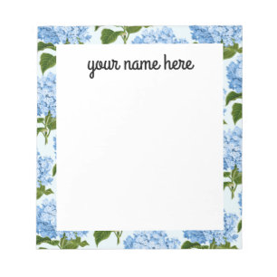 Personalized Blue Hydrangea Notepad