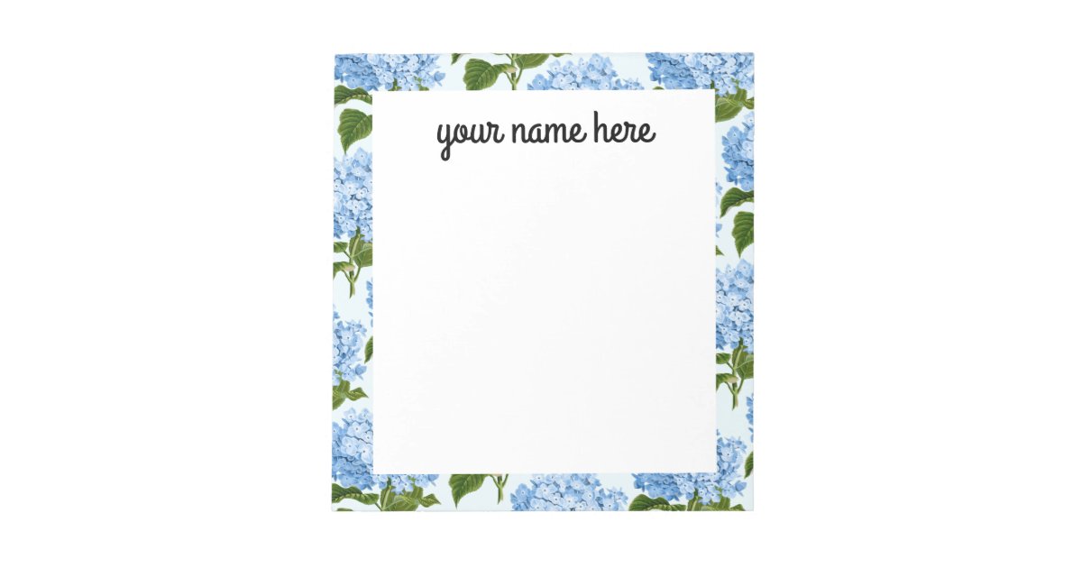 Personalized Blue Hydrangea Notepad | Zazzle