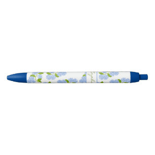 Personalized Blue Hydrangea Pen