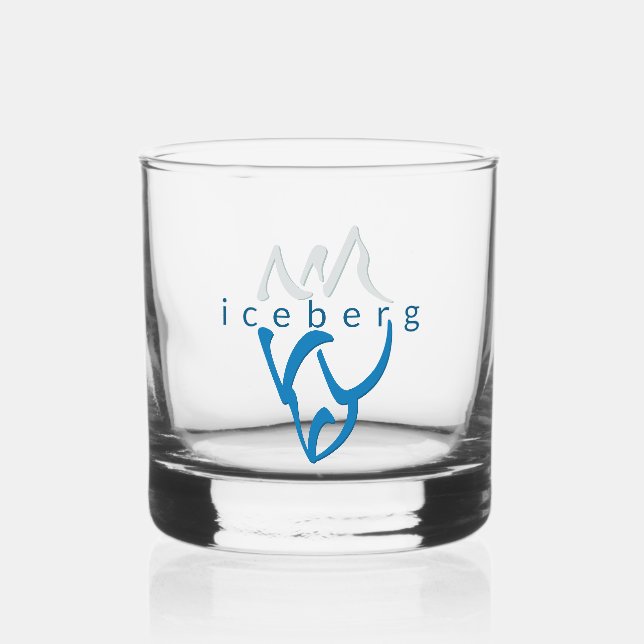 Personalized Blue Iceberg Inspirational Art Whiskey Glass (Front)