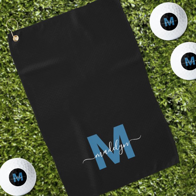 Personalized Blue Initial Name Monogram Golf Towel (Personalized Blue Initial Name Monogram Golf Towel)