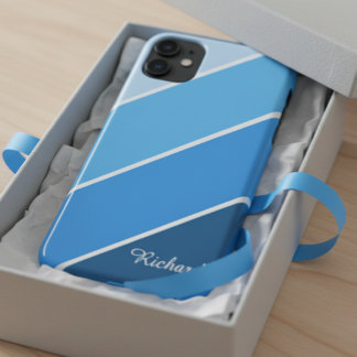 Personalized Blue iPhone Case with Name for Him