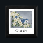 Personalized Blue Jay Keepsake Box<br><div class="desc">Use as a keepsake or jewelery box with online personalization on this Blue Jay art design.</div>