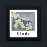 Personalized Blue Jay Keepsake Box<br><div class="desc">Use as a keepsake or jewelery box with online personalization on this Blue Jay art design.</div>