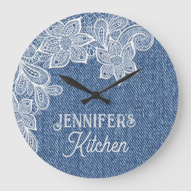 Personalized Blue Jean Kitchen Wall Clock (Front)