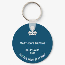 Personalized Blue Keep Calm Learner New driver Keychain