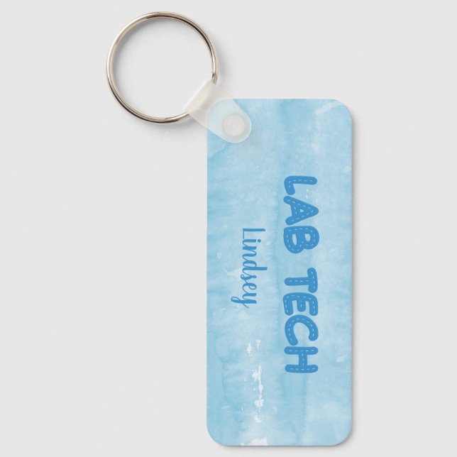 Personalized Blue Lab Technician Keychain (Front)