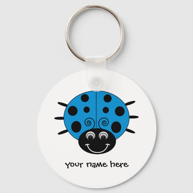 Personalized Blue Ladybug Keychain (Front)