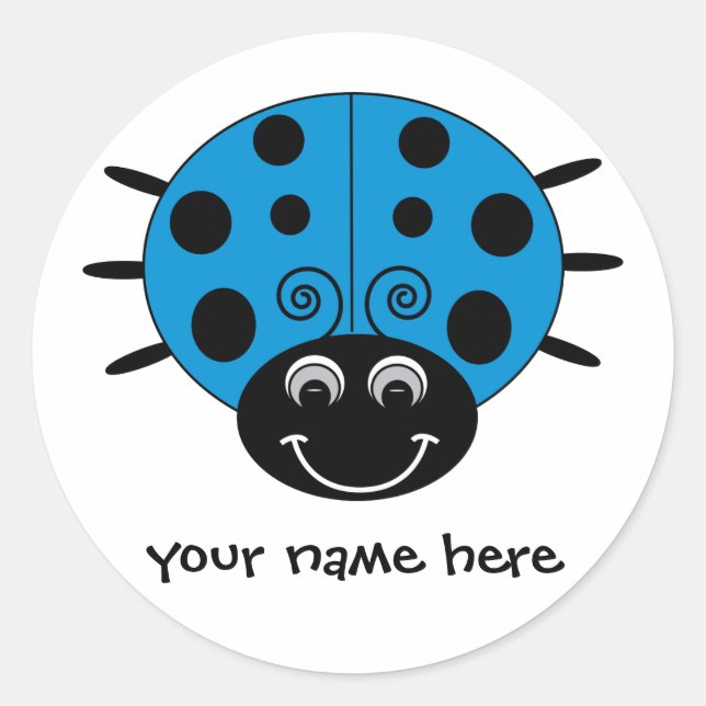 Personalized Blue Ladybug Sticker (Front)