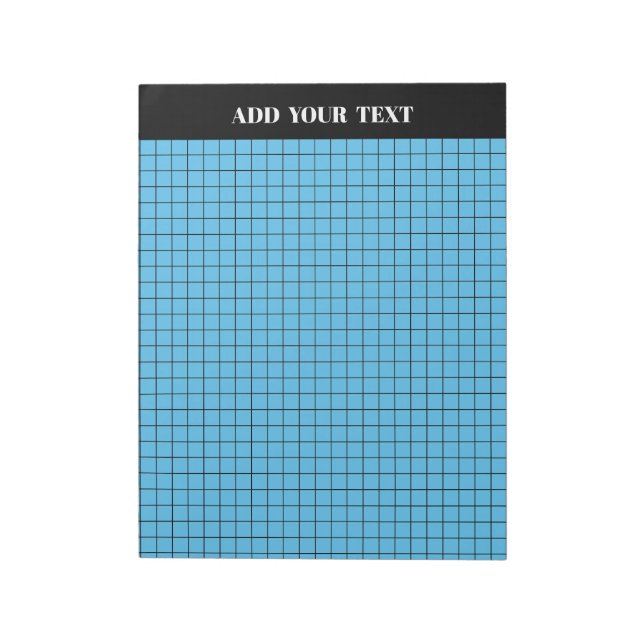 Personalized Blue Large Graph Paper Notepad (Rotated)