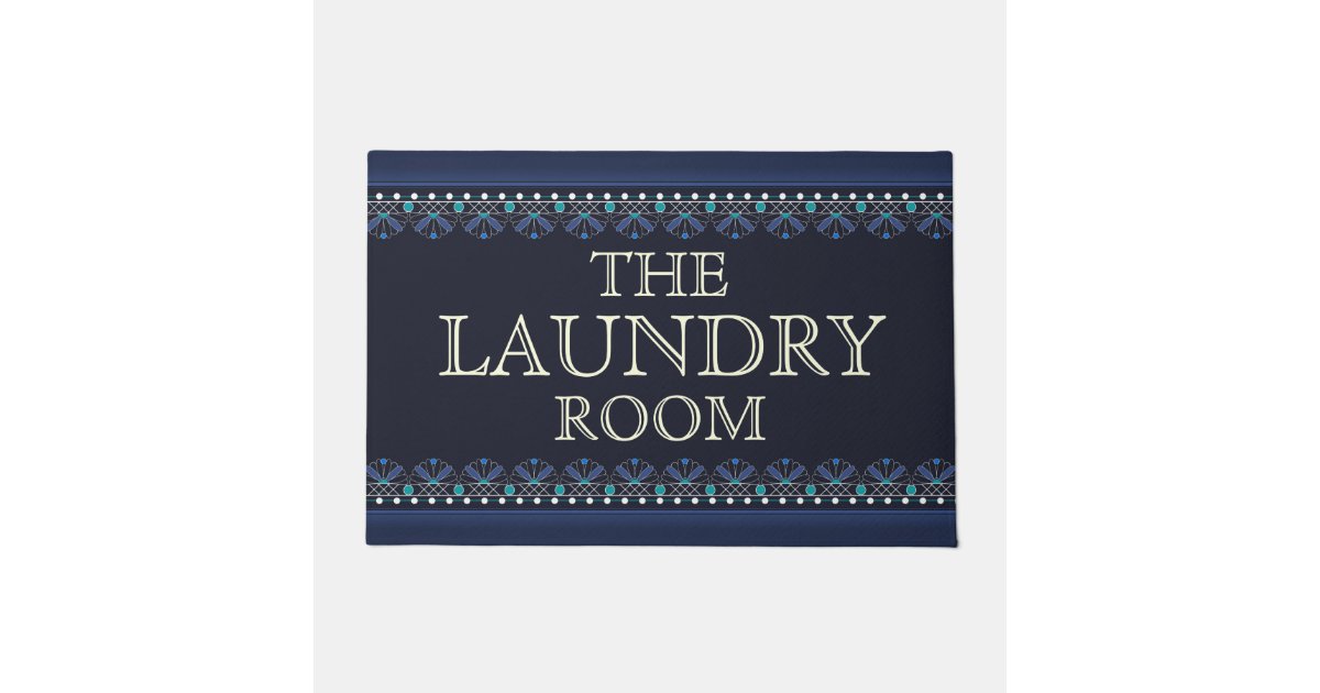 Personalized Blue Laundry Room Sign Doormat | Zazzle