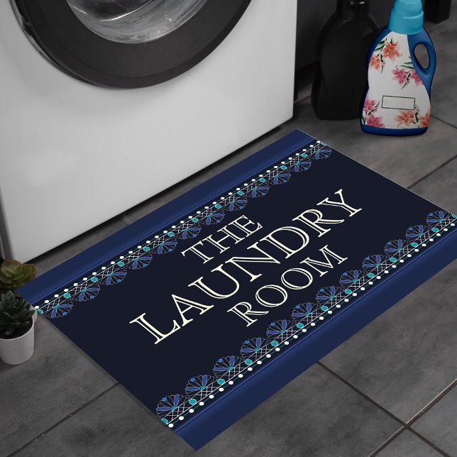 Personalized Blue Laundry Room Sign Doormat (Creator Uploaded)