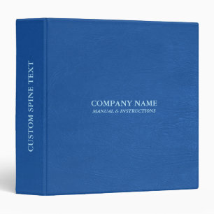 Personalized Blue Leather Texture Gold Typography 3 Ring Binder