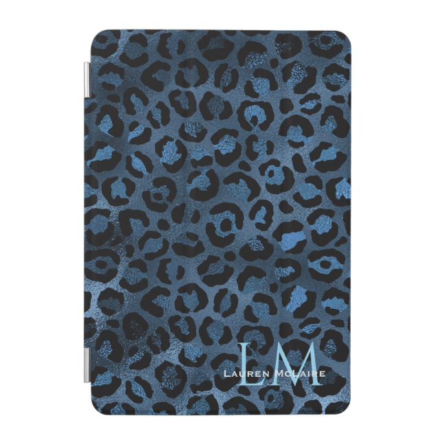 Personalized Blue Leopard iPad Cover  (Front)
