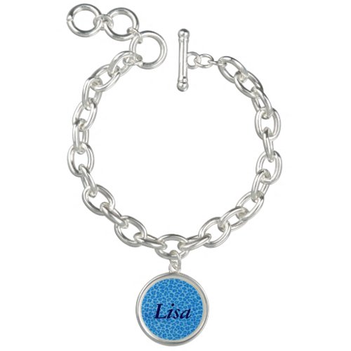 Personalized Blue Leopard Skin Charm Bracelet