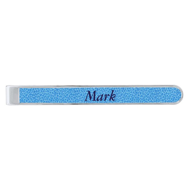 Personalized Blue Leopard Skin Tie Bar (Front)
