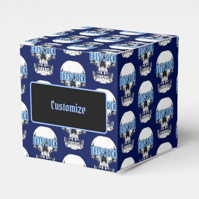 Personalized Blue Let's Rock Skull    Favor Boxes (Front Side)