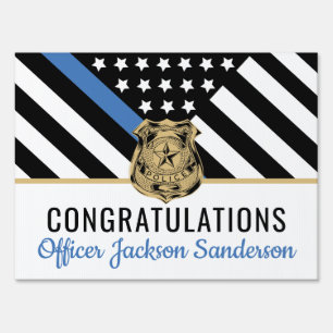 Personalized Blue Line Police Retirement Party Sign