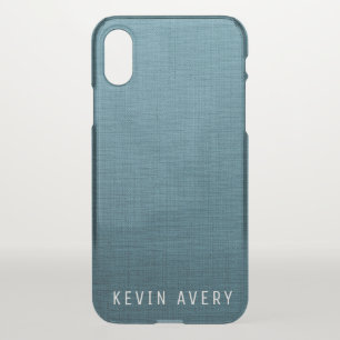 Personalized Blue Linen Texture iPhone X Case