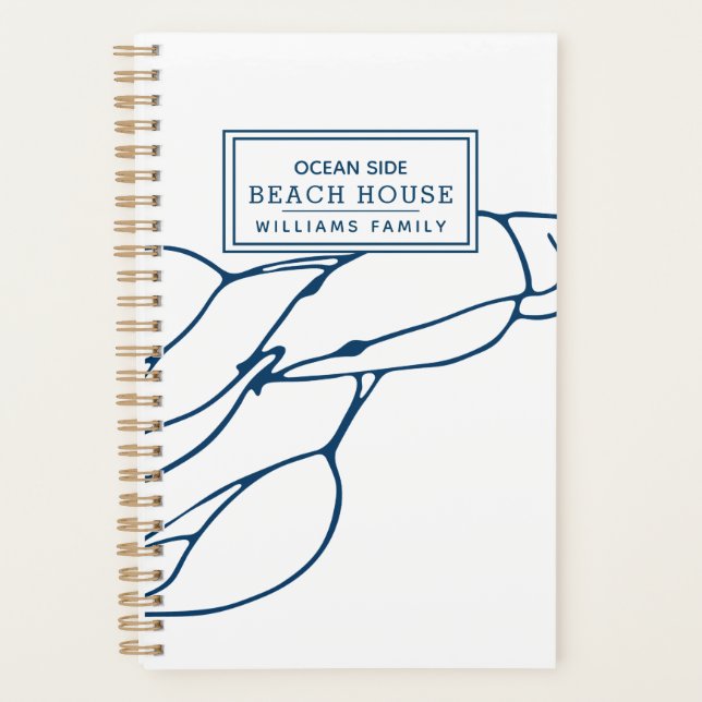 Personalized Blue Lobster - Beach House / Nautical Planner (Front)