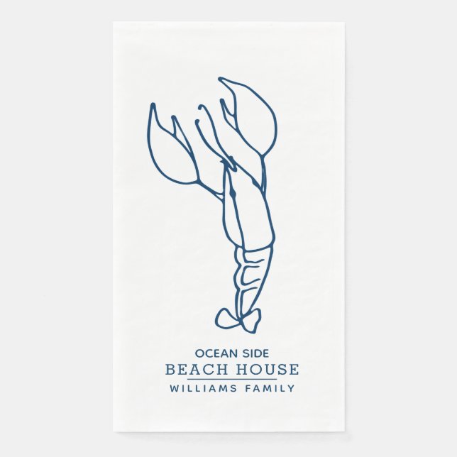 Personalized Blue Lobster - Beach House  Paper Guest Towels (Front)