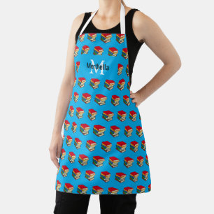 Personalized Blue Love Reading Books Monogram Apron