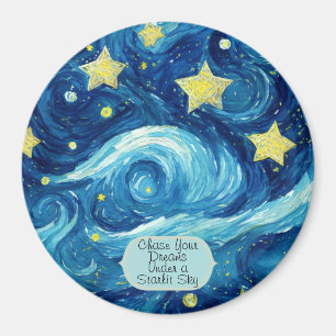 Personalized blue magnet. Starry night gifts Magnet