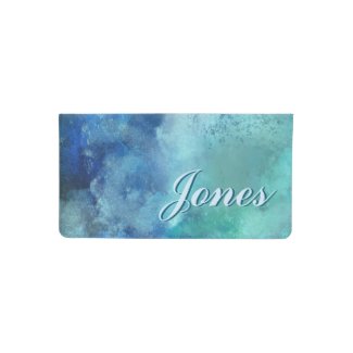 Personalized Blue Marbleized Look Checkbook Cover