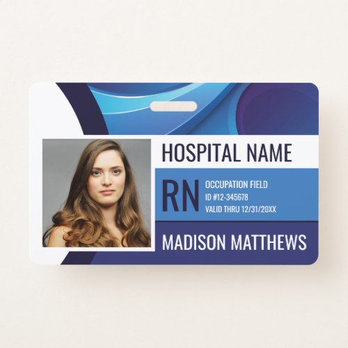 Personalized Blue Medical Employee Badge