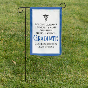 Personalized Blue Medical School Graduate Garden Flag