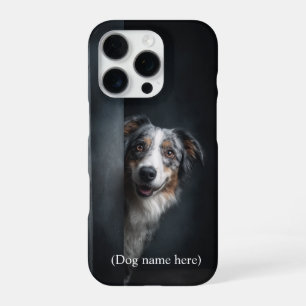 Personalized Blue Merle Aussie Portrait iPhone 16 Pro Case