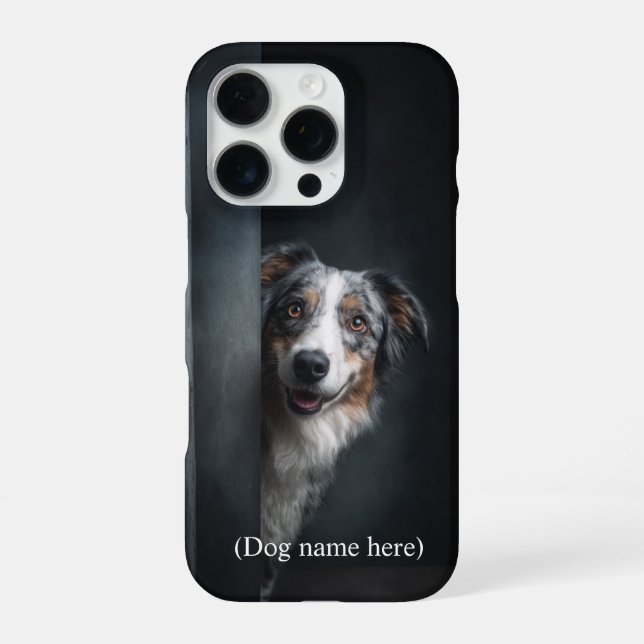 Personalized Blue Merle Aussie Portrait iPhone Case (Back)