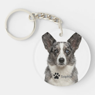 Personalized Blue Merle Corgi Dog Keychains
