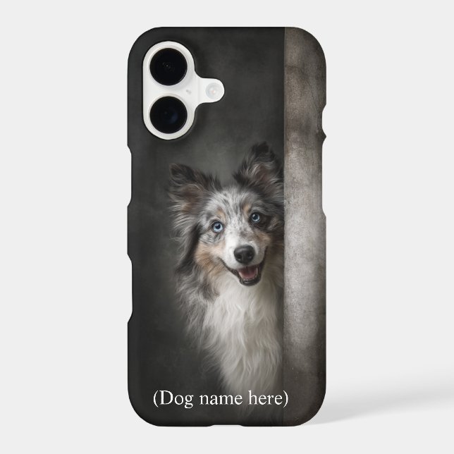 Personalized Blue Merle Sheltie Portrait iPhone Case (Back)