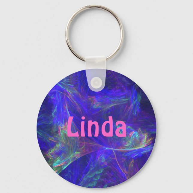 Personalized Blue Mist Abstract Keychain (Front)