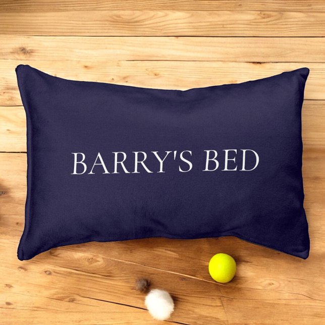 Personalized blue modern  minimal typography  pet bed (personalized simple puppy dog bed with minimal typography )