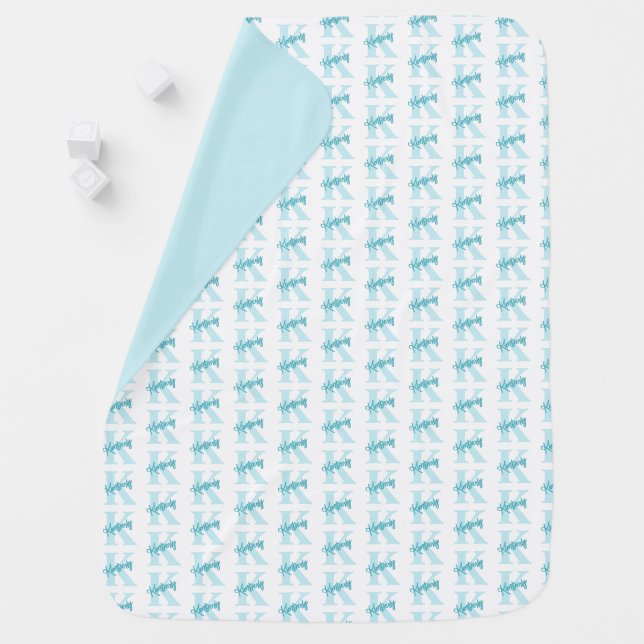 Personalized Blue Monogram and Name Baby Blanket (In Situ)