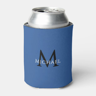 Personalized Blue Monogram Elegant Initial Name Can Cooler