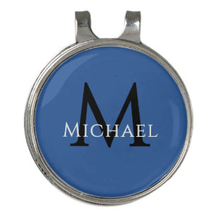 Personalized Blue Monogram Elegant Initial Name Golf Hat Clip