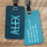 Personalized Blue Monogram  Luggage Tag<br><div class="desc">Liven up your luggage with this personalized design that's perfect for travellers</div>
