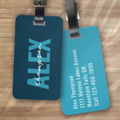 Personalized Blue Monogram  Luggage Tag