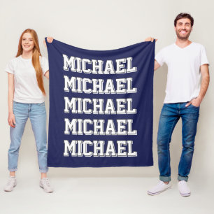 Personalized Blue Monogram Name Fleece Blanket