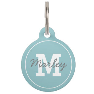 Personalized Blue Monogram Pet Name Pet ID Tag