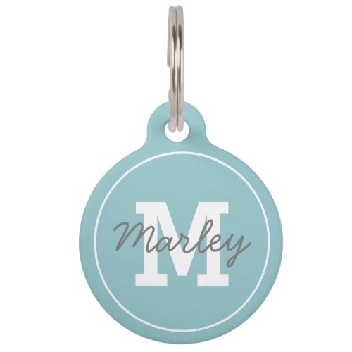 Personalized Blue Monogram Pet Name Pet ID Tag