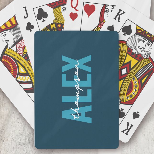 Personalized Blue Monogram  Poker Cards (Creator Uploaded)